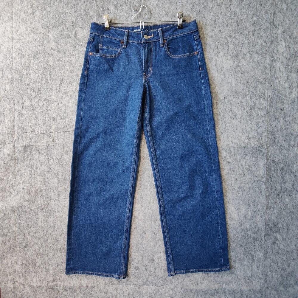Minimalist Basic Casual Old Navy Mid-Rise Wide Straight Leg Classic Denim
